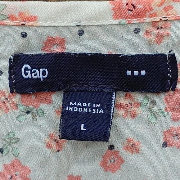 PRETTY Peach Floral Blouse Cap Sleeve GAP Size Large - Picture 3 of 5